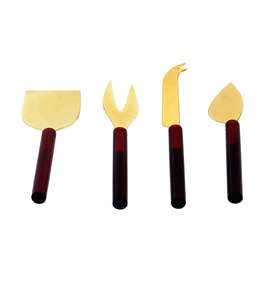 Set of 4 High Quality Red Stainless Steel Cheese <b>Knives</b> Modern Design Metal Fork and Spoon for Home Hotel Restaurant Use - Product Image 2