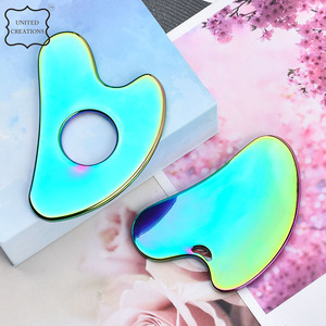 Pas cher Personnalisé Bas quantité minimale de commande En Forme De Coeur Coloré Visage Peau Métal Guasha Grattage Outil De Massage Or Logo Corps Sculpture Gua Sha - Product Image 4