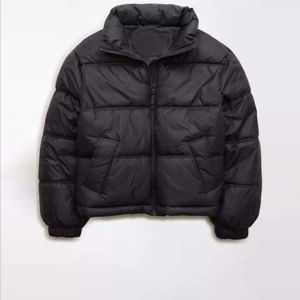 Chaqueta Acolchada Negra para Mujer, Diseño de Chaqueta Abultada con Cierre, Transpirable, Impermeable, Rellena de Algodón, Secado Rápido, Alta Calidad - Product Image 1