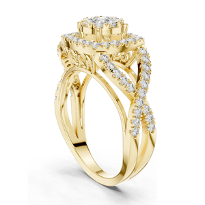 Bague pour femme en diamant de laboratoire 0,864 CT avec halo et pierres latérales, clarté VVS-VS EF, or 18 carats, 14 carats, 10 carats et argent 925, rose - Product Image 5