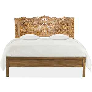 Cabecero de Cama de Madera Antiguo de Diseño Artesanal, Tallado a Mano, Iluminado, con Altura Ajustable y Acabado Natural para Muebles de Dormitorio - Product Image 2