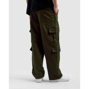 Pantalon cargo vert olive en toile - Product Image 6