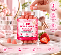 Gummies à la biotine pour cheveux, peau et ongles, marque privée, 80 unités, saveur fraise, fabricant OEM ODM