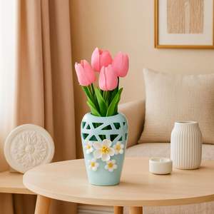 Jarrón Decorativo de Cerámica Hecho a Mano con Diseño Jaali para Decoración del Hogar - Product Image 5