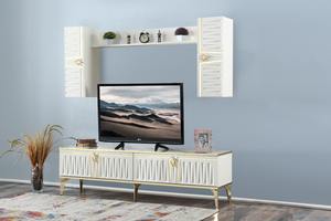 Soporte de TV minimalista moderno de lujo de madera maciza con mesa de vidrio para el hogar, oficina, sala de estar, dormitorio o comedor - Product Image 6