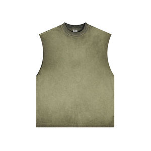 Customized Heavyweight Muscle Gym Vest T-shirts <b>Men</b> Custom <b>Black</b> Cropped Boxy Fit Sleeveless Tank Top Tee Shirts - Product Image 2