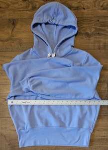 Pull à capuche à manches longues surdimensionné personnalisé pour femmes, couleur bleue, haut court, sweat à capuche court pour le sport pour femmes - Product Image 3