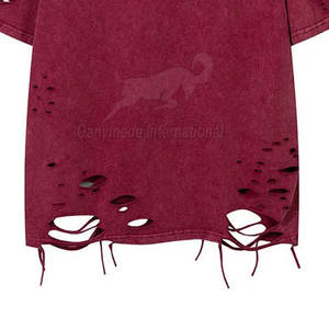 เสื้อยืดแขนสั้นผู้ชายสไตล์ดิสเทรสทรงโอเวอร์ไซส์ ขายดี เสื้อยืดผ้าฝ้ายผู้ชายสไตล์ดิสเทรสสำหรับขาย - Product Image 5