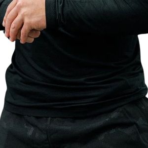 T-shirt d'entraînement à manches longues sans couture en camouflage gaufré pour homme, léger et extensible, idéal pour la salle de sport et le fitness - Product Image 5