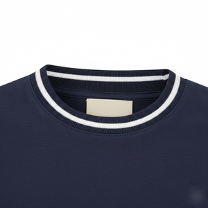 Camisetas de Cuello Redondo Acanalado Azul Marino Premium de Corte Ajustado para Hombre, Tejido de Algodón 100% de Alto Gramaje, Manga Corta, Casual, las Más Vendidas de 2026 - Product Image 3