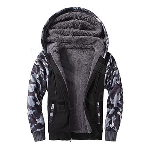 Sudadera con capucha de invierno para hombre de talla grande Sudadera con capucha polar de algodón de manga larga con cremallera - Product Image 1