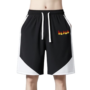 กางเกงขาสั้นผู้ชายผ้าฝ้ายฟลีซ 100% ปักโลโก้ตามสั่ง เอวยางยืด แห้งเร็ว ระบายอากาศดี สีทูโทน - Product Image 1