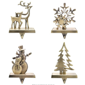 Antique Bronze Color <b>Christmas</b> Stocking Holders <b>Christmas</b> Stocking Hanger Styles Snowmen Snowflake Xmas Tree Reindeer - Product Image 1
