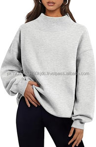 Sudadera recortada de cuello redondo suave para mujer, Tops cortos básicos ligeros relajados de manga larga 2025 - Product Image 3