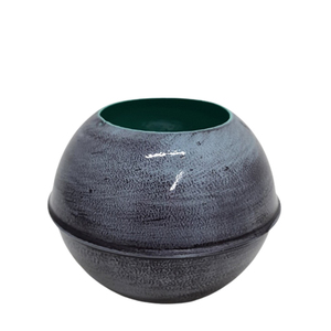 Vase à fleurs en fer aspect oeuf de forme ronde couleur jaune fait à la main pour décorations de mariage et de table fait à la main - Product Image 2