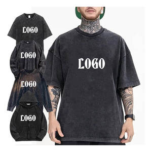 100% coton 280 Gsm poids lourd personnalisé Vintage surdimensionné Streetwear hommes lavage à l'acide t-shirt - Product Image 1