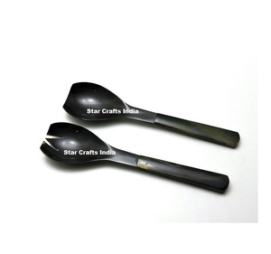 Ensemble de couverts en corne de haute qualité, best-seller, pour salade, avec aiguiseur, ustensiles de cuisine en corne, serveur à salade en corne - Product Image 3