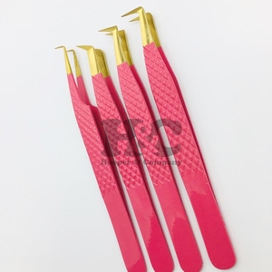 Pinces à cils professionnelles en acier inoxydable, pointe rose pour volume, extension durable, vison 12-14 cm, durables - Product Image 6