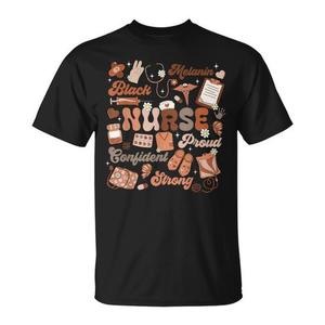 T-Shirt da Infermiera Forte e Sicura di Sé Stessa in Melamina Nera per il Mese della Storia Nera - Categoria Prodotti Promozionali - Product Image 1