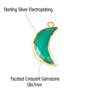 จี้รูปพระจันทร์เสี้ยวแบบเหลี่ยมเพชรพลอยเงินสเตอริ925พร้อมชุบทองครึ่งดวงสร้อยคอพลอยจากสำหรับอเมซอน - Product Image 4