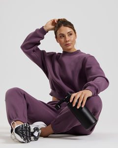 Women's <b>Workout</b> <b>Hoodies</b> with Ribbed Cuffs Cropped Crew Neck Latest Design Dusk Hoodie with Drop Shoulders Hem Women's Sweatshirt - Product Image 5