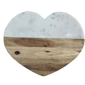Tabla de Quesos de Acero Inoxidable en Forma de Corazón, Material de Madera y Mármol, Tabla de Servir para Cocina, Verduras, Frutas y Quesos - Product Image 1