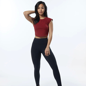 T-shirt court à col rond pour femmes de couleur unie basique sans manches en tricot côtelé à la mode conception de corps pour l'été tenue décontractée Spandex - Product Image 4