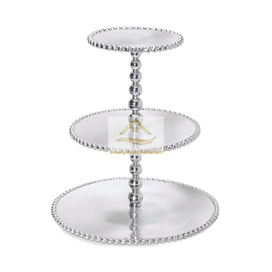 Indian Silver Color 2 Tier Metal <b>Bakeware</b> and Serving Ware Cake Stand Unique Designer Fancy & Attractive Stand - Product Image 2