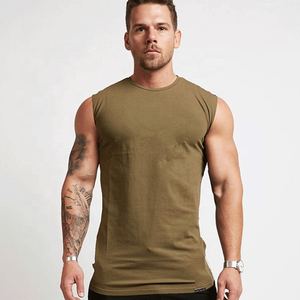 Camiseta sin mangas de entrenamiento de verano para hombre, Camiseta deportiva de algodón 100% en negro, transpirable, de punto, estilo deportivo informal - Product Image 3