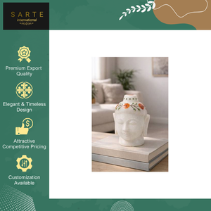 Statue de tête de Bouddha en marbre écologique, sculptée à la main, légère, de luxe, pour décoration intérieure, vente directe d'usine - Product Image 6