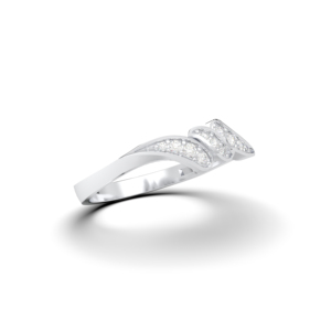 Juego de puntas de corte redondo de diamante cultivado en laboratorio de 0,08 quilates, banda ondulada elegante, anillo Unisex de platino sólido - Product Image 3