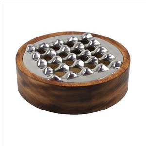 Most Trending Round Shape Wooden Base <b>Ashtray</b> Tabletop Cigarette Ash Holder Tray Popular Container for Smokers - Product Image 1