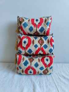 Set Of 3 Cotton Quilted Makeup <b>Bag</b> & <b>Organizer</b> Cotton Toiletry Case <b>Travel</b> <b>Bag</b> Ikat Print Makeup <b>Bag</b> Toiletries <b>Organizer</b> <b>Bag</b> - Product Image 4