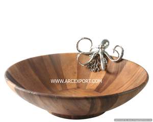 Cuenco de vajilla moderno de decoración de diseño clásico de madera con asas de aluminio de Color gris oscuro que decoran cuencos de servicio de lujo - Product Image 5