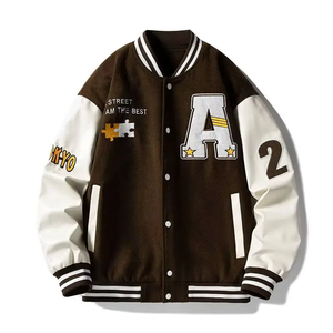 Hombres Nuevo Diseño Botón up College Street Wear Varsity Jacket New Hot Custom Made Venta al por mayor Chaquetas de béisbol - Product Image 4
