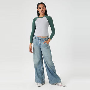 2025 vêtements de mode haut de gamme matériau léger manches Reglan culture courte longueur conception coupe ajustée femmes chemises à manches longues - Product Image 4