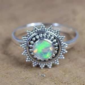 Anillo de ópalo hermoso de Plata de Ley 925, piedra preciosa de ópalo blanco Natural, regalo de boda de aniversario perfecto para sus piedras preciosas sueltas - Product Image 1