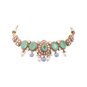 Gajaah 925 Silver Kundan Enamel Necklace Gold-Plated Traditional Lightweight Festive <b>Jewellery</b> <b>for</b> <b>Women</b> - Product Image 2