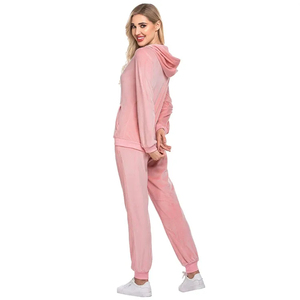 Regular Fitted <b>Women's</b> Long Sleeve Zipper Hooded Outerwear <b>Coats</b> & Track Trousers Pants Sweat Suit With <b>Velvet</b> Fabric Made - Product Image 2