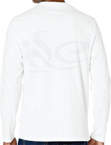 T-shirt à manches longues coupe ajustée pour homme Streetwear à col rond blanc 100% coton lourd respirant anti-rides Logo personnalisé - Product Image 4