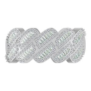 Cuban Link Band <b>Ring</b> in 10k Solid Gold with <b>Iced</b> Out Baguette Lab Grown Diamonds Hip Hop Style Men's Fine Jewelry IGI Certified - Product Image 3