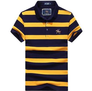 Écologique 100% Coton Hommes pour Chemise Rayé Imprimé Col Brodé À La Mode Confortable Casual Golf Wear Tissu Tricoté - Product Image 5