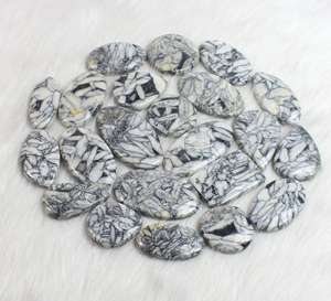 Hecho a mano ovalado blanco Natural Pinolith jaspe cabujones COLLAR COLGANTE a granel Creación de piezas de joyería únicas piedras preciosas sueltas - Product Image 1