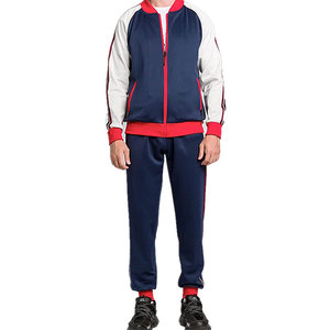 Chándal Premium para Hombre |   Conjunto de Colorblock Estilo Universitario en Azul Marino, Blanco y Rojo |   Conjunto Deportivo de Dos Piezas Estilo Bomber para Entrenamiento en Gimnasio Urbano - Product Image 5
