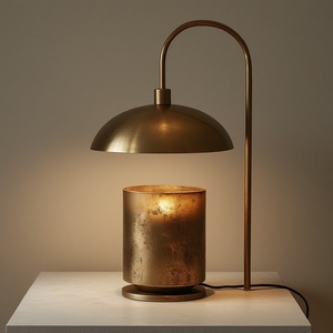 Lámpara de mesa moderna de latón, elegante pantalla de tela blanca, decoración ecológica para el hogar, iluminación para dormitorio, sala de estar, escritorio de estudio exclusivo - Product Image 2