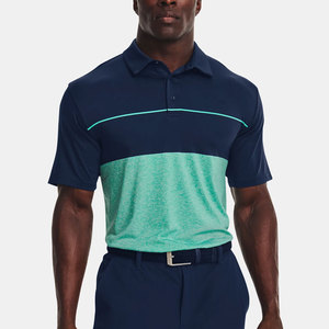 MEN'S GREEN PANEL POLO <b>SHIRT</b> Striped-Navy/Turquoise on White Base, Regular Fit Yarn Dyed Polo <b>Shirt</b> - Product Image 6
