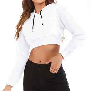 Sweat à capuche court surdimensionné en molleton pour femme, style streetwear d'hiver, pull tendance - Product Image 6
