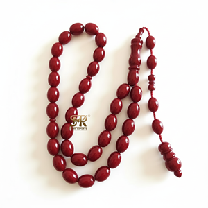 Tasbih en résine vert olive, perles de prière islamiques, misbaha, chapelet, zikr, mala, artisanal, écologique, 33 perles, lisses, musulman - Product Image 5