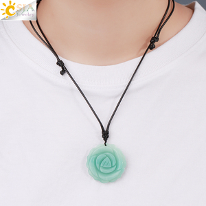 Csja ขายส่งพลอยแกะสลักดอกกุหลาบจี้เสน่ห์คริสตัลธรรมชาติการรักษา H310ของขวัญวาเลนไทน์รัก - Product Image 5