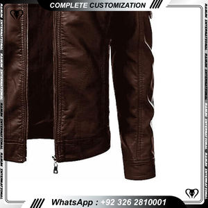 Veste en cuir de vache de qualité supérieure pour homme, col montant, tendance, douce pour toutes les occasions - Product Image 4